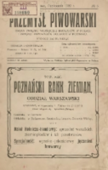 Przemysł Piwowarski : organ Związku Właścicieli Browar&oacute;w w Polsce 1922.10 R.1 Nr5