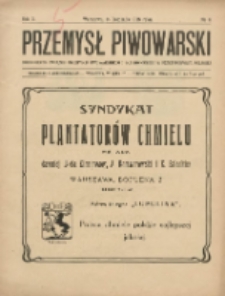 Przemysł Piwowarski : organ Centr. Związku Przemysłu Piwowarskiego i Słodowniczego w Rzeczypospolit. Polskiej 1925.11.14 R.3 Nr6