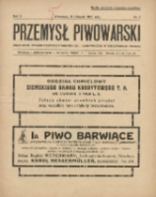 Przemysł Piwowarski : organ Centr. Związku Przemysłu Piwowarskiego i Słodowniczego w Rzeczypospolit. Polskiej 1925.11.21 R.3 Nr7