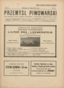 Przemysł Piwowarski : organ Centr. Związku Przemysłu Piwowarskiego i Słodowniczego w Rzeczypospolit. Polskiej 1926.05.29 R.4 Nr22