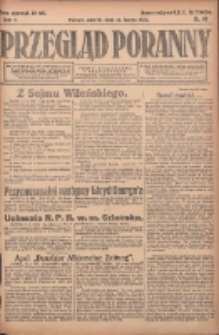 Przegląd Poranny: pismo niezależne i bezpartyjne 1922.02.14 R.2 Nr45