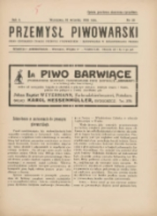 Przemysł Piwowarski : organ Centr. Związku Przemysłu Piwowarskiego i Słodowniczego w Rzeczypospolit. Polskiej 1926.09.18 R.4 Nr38