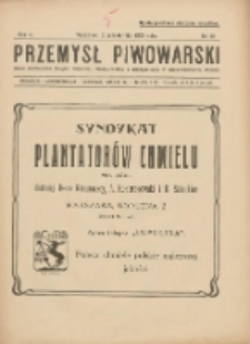 Przemysł Piwowarski : organ Centr. Związku Przemysłu Piwowarskiego i Słodowniczego w Rzeczypospolit. Polskiej 1926.10.02 R.4 Nr40