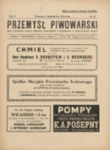 Przemysł Piwowarski : organ Centr. Związku Przemysłu Piwowarskiego i Słodowniczego w Rzeczypospolit. Polskiej 1926.10.09 R.4 Nr41