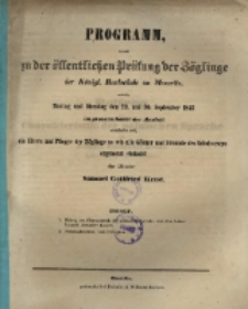 Programm, womit zu der &ouml;ffentlichen Pr&uuml;fung der Z&ouml;glinge der K&ouml;nigl. Realschule zu Meseritz ... einladet