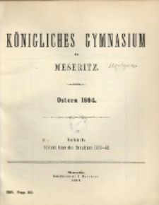 Königliches Gymnasium zu Meseritz : Ostern ...