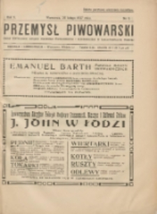 Przemysł Piwowarski : organ Centr. Związku Przemysłu Piwowarskiego i Słodowniczego w Rzeczypospolit. Polskiej 1927.02.26 R.5 Nr9