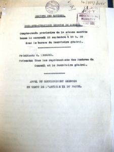 LXVème Session du Conseil. Compte - rendu provisoire de la séance secréte 23.09.1931