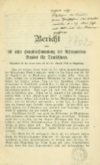 Bericht über die achte Hauptversammlung des Reformierten Bundes für Deutschland, abgehalten in den Tagen vom 22. August bis 24. August 1899 zu Magdeburg