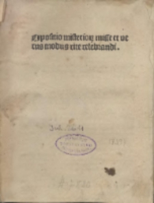 Expositio mysteriorum missae.