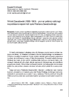 Witold Zawadowski (1888–1980) – pionier polskiej radiologii na podstawie wspomnień syna Wacława Zawadowskiego