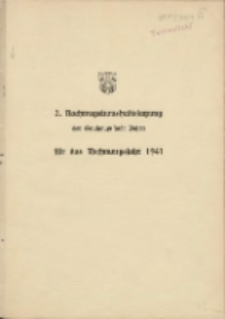 1941 2.Nachtraghaushaltssatzung der Gauhaupstadt Posen für das Rechnungsjahr 1941