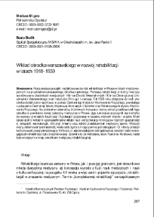 Wkład ośrodka warszawskiego w rozwój rehabilitacji w latach 1918–1939