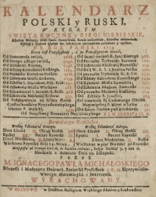 Kalendarz Polski y Ruski [...] na rok 1739 [...] przez [...] Ignacego Pawła Michałowskiego [...]