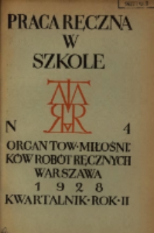 Praca Ręczna w Szkole : organ Tow. Miłośników Robót Ręcznych 1928 R.2 Nr4