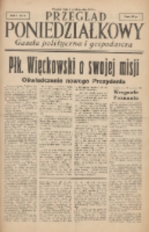 Przegląd Poniedziałkowy: gazeta polityczna i gospodarcza 1934.10.01 R.1 Nr 4
