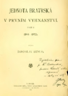 Jednota bratrská v prvním vyhnanství. Č.2, (1561-1572)