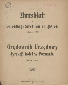 Amtsblatt der Königlichen Eisenbahndirektion in Posen 1919.01.04 Nr1