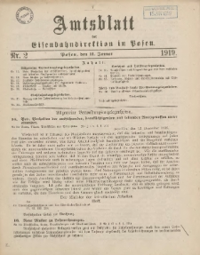 Amtsblatt der Königlichen Eisenbahndirektion in Posen 1919.01.11 Nr2