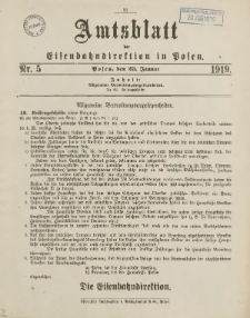 Amtsblatt der Königlichen Eisenbahndirektion in Posen 1919.01.23 Nr5