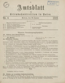 Amtsblatt der Königlichen Eisenbahndirektion in Posen 1919.01.25 Nr6