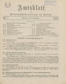 Amtsblatt der Königlichen Eisenbahndirektion in Posen 1919.02.01 Nr7