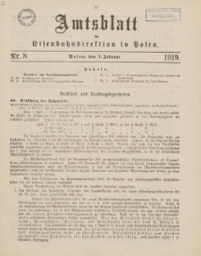 Amtsblatt der Königlichen Eisenbahndirektion in Posen 1919.02.07 Nr8