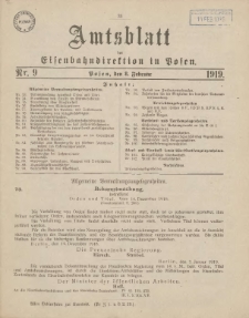 Amtsblatt der Königlichen Eisenbahndirektion in Posen 1919.02.08 Nr9