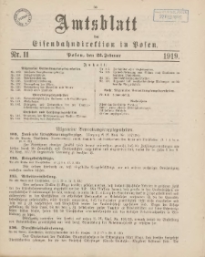 Amtsblatt der Königlichen Eisenbahndirektion in Posen 1919.02.22 Nr11