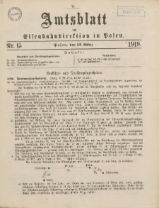 Amtsblatt der Königlichen Eisenbahndirektion in Posen 1919.03.12 Nr15