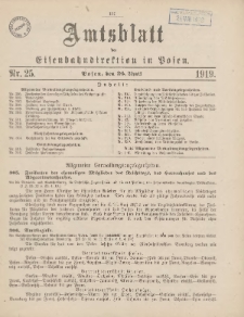 Amtsblatt der Königlichen Eisenbahndirektion in Posen 1919.04.25 Nr25