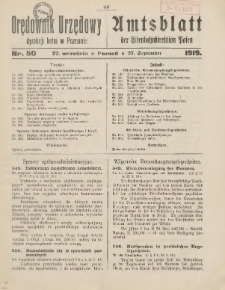 Orędownik Urzędowy Dyrekcji Kolei w Poznaniu = Amtsblatt der Eisenbahndirektion in Posen 1919.09.27 Nr50