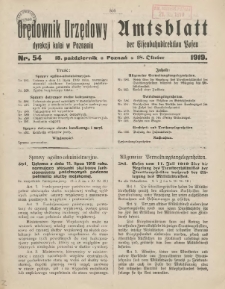 Orędownik Urzędowy Dyrekcji Kolei w Poznaniu = Amtsblatt der Eisenbahndirektion in Posen 1919.10.18 Nr54