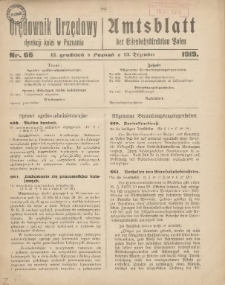 Orędownik Urzędowy Dyrekcji Kolei w Poznaniu = Amtsblatt der Eisenbahndirektion in Posen 1919.12.13 Nr66