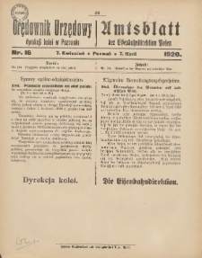 Orędownik Urzędowy Dyrekcji Kolei w Poznaniu 1920.04.07 Nr16