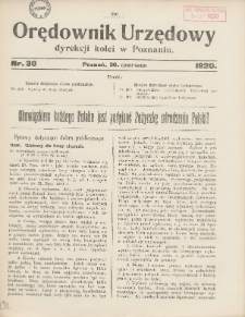 Orędownik Urzędowy Dyrekcji Kolei w Poznaniu 1920.06.30 Nr30