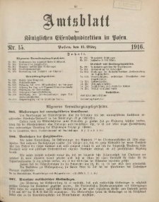 Amtsblatt der Königlichen Eisenbahndirektion in Posen 1916.03.11 Nr15