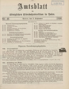 Amtsblatt der Königlichen Eisenbahndirektion in Posen 1916.09.02 Nr46