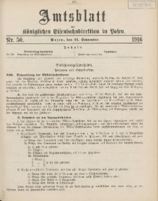 Amtsblatt der Königlichen Eisenbahndirektion in Posen 1916.09.21 Nr50