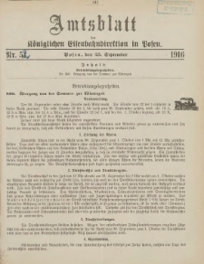 Amtsblatt der Königlichen Eisenbahndirektion in Posen 1916.09.25 Nr52