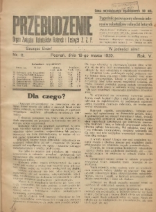Przebudzenie: tygodnik poświęcony obronie interesów robotników rolnych i leśnych. Organ Związku Robotników Rolnych i Leśnych ZZP. 1923.03.18 R.5 Nr11