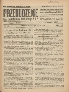 Przebudzenie: tygodnik poświęcony obronie interesów robotników rolnych i leśnych. Organ Związku Robotników Rolnych i Leśnych ZZP. 1924.07.03 R.6 Nr26