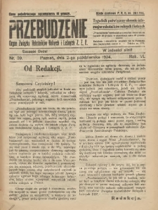 Przebudzenie: tygodnik poświęcony obronie interesów robotników rolnych i leśnych. Organ Związku Robotników Rolnych i Leśnych ZZP. 1924.10.02 R.6 Nr39
