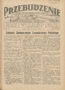 Przebudzenie: organ Związku Robotników Rolnych i Leśnych ZZP. 1937.02.25 R.18 Nr9
