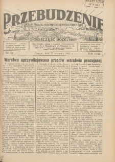 Przebudzenie: organ Związku Robotników Rolnych i Leśnych ZZP. 1937.04.22 R.18 Nr17