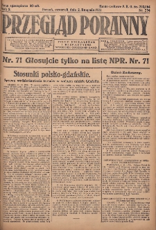 Przegląd Poranny: pismo niezależne i bezpartyjne 1922.11.02 R.2 Nr294