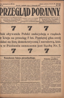 Przegląd Poranny: pismo niezależne i bezpartyjne 1922.11.05 R.2 Nr297