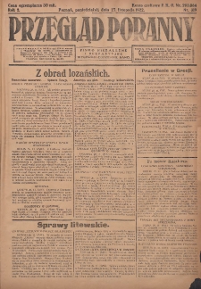Przegląd Poranny: pismo niezależne i bezpartyjne 1922.11.27 R.2 Nr319