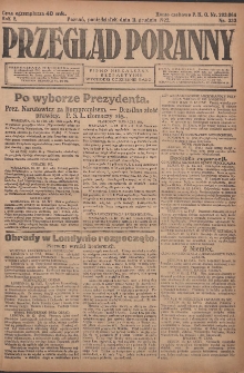 Przegląd Poranny: pismo niezależne i bezpartyjne 1922.12.11 R.2 Nr333
