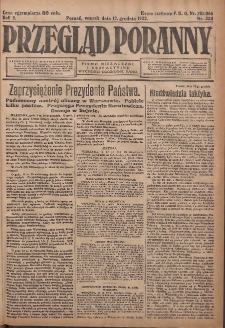 Przegląd Poranny: pismo niezależne i bezpartyjne 1922.12.12 R.2 Nr334